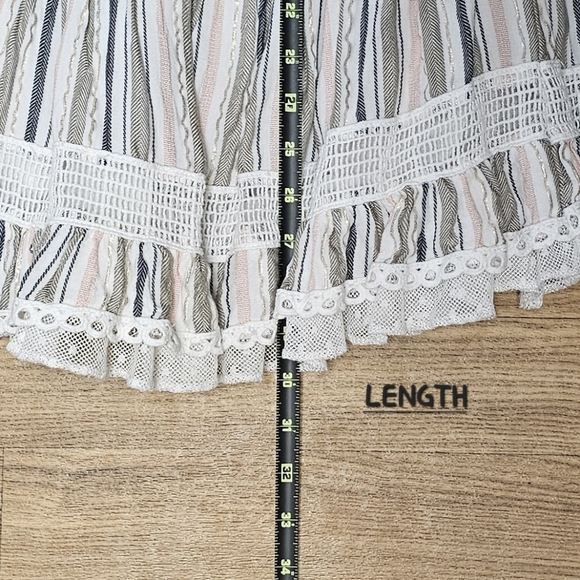 SURF GYPSY | SHIMMER STRIPED OFF SHOULDER RUFFLE MINI DRESS - Picture 16 of 16